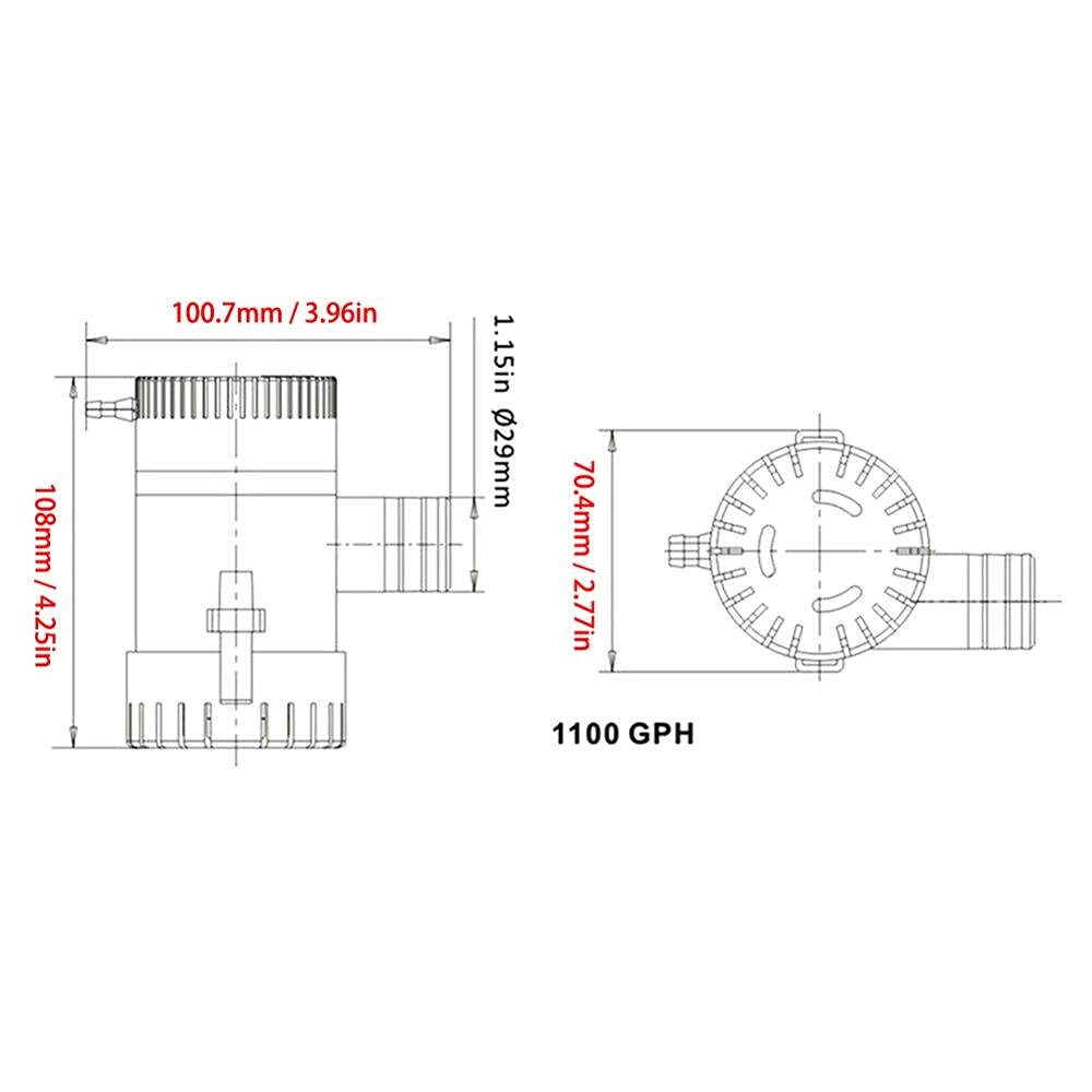 Pompe idrauliche elettriche 110. 0GPH 12 / 24V Pompa dell'acqua del pozzo di sentina sommergibile marino elettrica con interruttore for l'interruttore di controllo automatico della barca Pompe dell'ac
