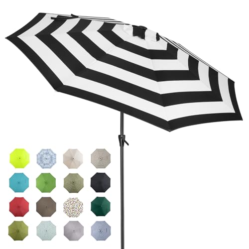 Image of Tempera Patio Market Outdoor Table Umbrella with Auto Tilt and Crank, Large Sun Umbrella with Sturdy Pole & Fade Resistant Canopy, Easy to Set