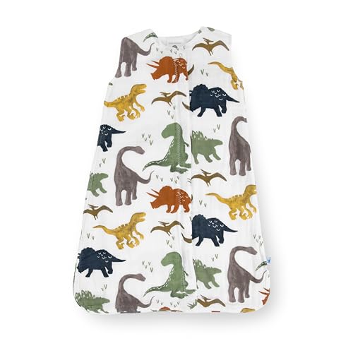 Image of Little Unicorn 0-6 Month Premium Muslin Sleep Sack 1.1 TOG | Soft & Breathable Muslin Cotton for safer sleep | 2 way zipper (Dino Friends)