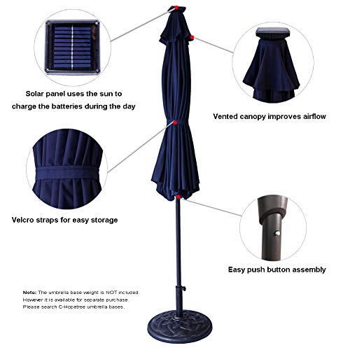 image for C-Hopetree 11 ft Outdoor Patio Market Umbrella with Solar LED Lights -