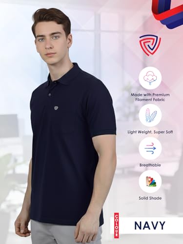 Image of Lux Cozi Men's Cotton Blend Polo T-Shirt with Chest Pocket | Collar T-Shirts for Men | Half Sleeves | Plain - Regular Fit (Pack of 2)