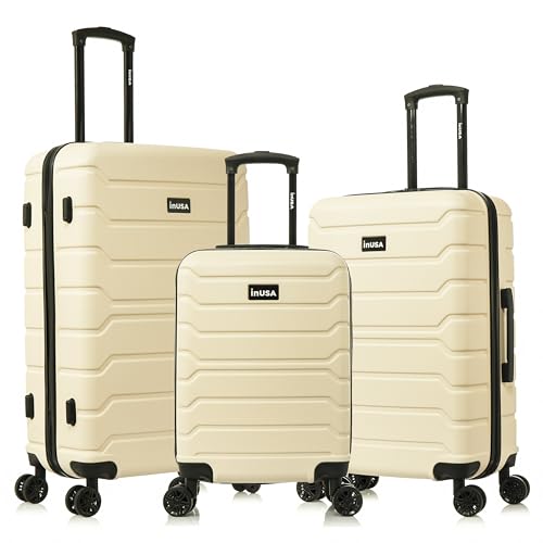 Image of InUSA TREND 3-Piece Hardside Spinner Luggage Set 20 /24 /28in Durable Sand