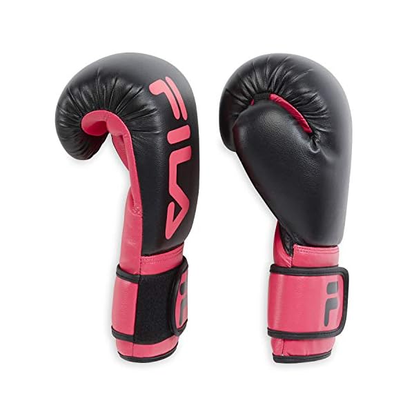 FILA Accessories Boxing Gloves for Men & Women - Kickboxing, Heavy Bag Punching Mitts, MMA, Muay Thai, Sparring Pro Training Equipment (10 oz, Victory, Pink)