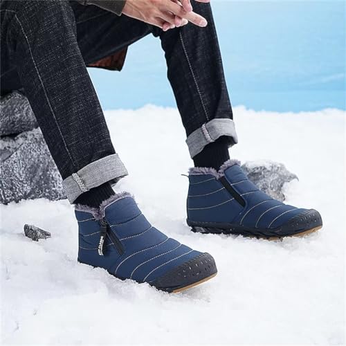 Image of Jakcuz Men Snow Boots Water Resistant Non-slip Winter Shoes with Fuzz Lined Warm High Top Boots for Men