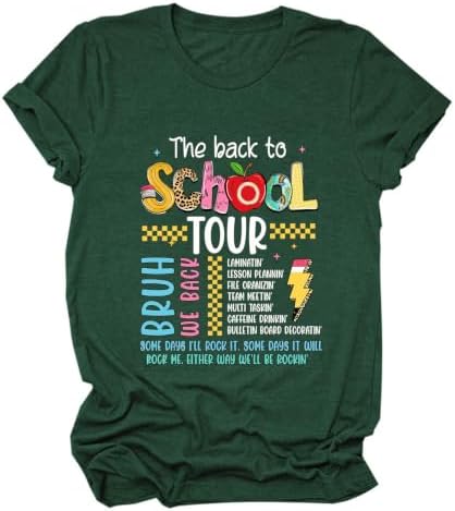 Funny Back To School Teacher Shirts Women Cute Bruh We Back Graphic Tees