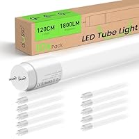ALUSSO LED Röhre 120cm 6000K Kaltweiß, T8 1800LM 18W(ersetzt 36W) LED Leuchtstoffröhre, G13 Tube Inklusive Starter, 210° Abstrahlwinkel Röhrenlampe, 10-er Pack