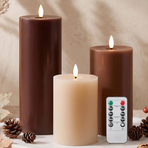Image of 3 Pcs 6 /8 /12 inch Fall Vintage Flameless LED Candles Decorations for Home