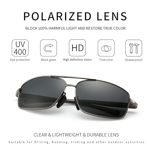 Miniatura 2 de Sungait Gafas De Sol Hombre Polarizadas Clásico Retro Metal Marco Gunmetal Gris 2458