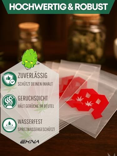 EKNA Apotheken Baggys Tüten - 200er Set Druckverschlussbeutel klein 40x60 & 60x80 - Kleine Zip Beutel Tütchen Baggies wiederverschließbar & lebensmittelecht (2x 100er)