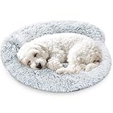 Arquiel Cat Bed Round, Ultra Soft Washable Dog Couch Bolster, Anti-Slip Sleeping Mat for Kitten and Puppy(28×28inch, Grey)