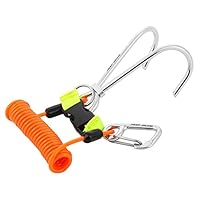 riffhaken tauchen,Riffhaken Tauchen Edelstahl Riffhaken Mit Spiralkabel Scuba Diving Reef Haken Edelstahl Reef Hook Tauchhaken Scuba Safety Zubehör mit Spiral Coil Lanyard Schnellverschluss(Orange)