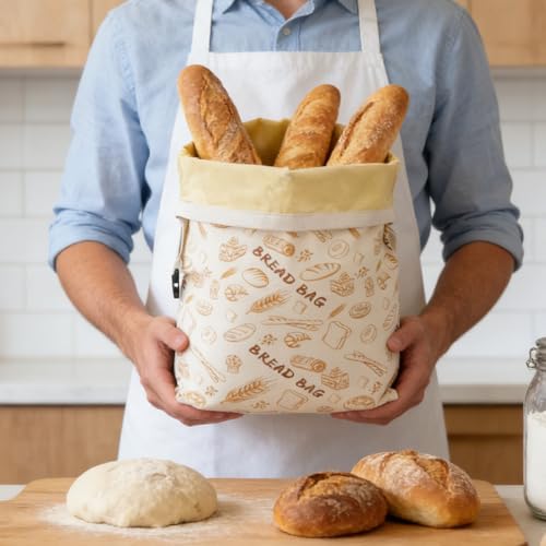 Bolsas de pan de algodón y cera de abeja para repostería doméstica en marrón 5