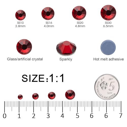 Image of Hotfix Rhinestones Bulk, 14400PCS Siam Hot Fix Rhinestones for Clothes DIY Decoration Crafts, Siam, SS10, 2.7-2.9mm