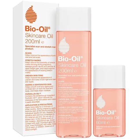 Bio-Oil Skincare Oil Bundle - Improve the Appearance of Scars, Stretch Marks and Skin Tone - 1 x 200ml bottle and 1 x 60ml bottle Cover