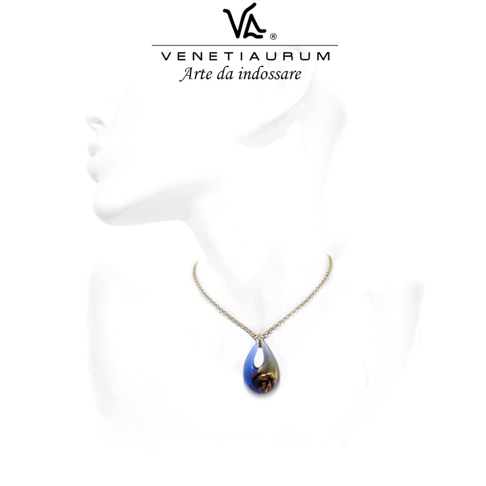 Venetiaurum - Collar con Colgante Gota en Cristal de Murano Original y Cadena de Plata 925 - Joya certificada Made in Italy