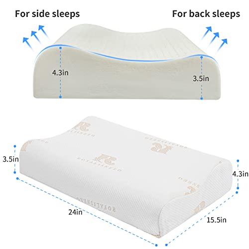 Contour Pillow, Latex Pillow, Latex Sleeping Bed Pillow (Standard) For Neck Pain Relief, Cervical Pillow With Washable Pillowcase Design For Side And Back Sleepers-Medium Firmness #TOP6