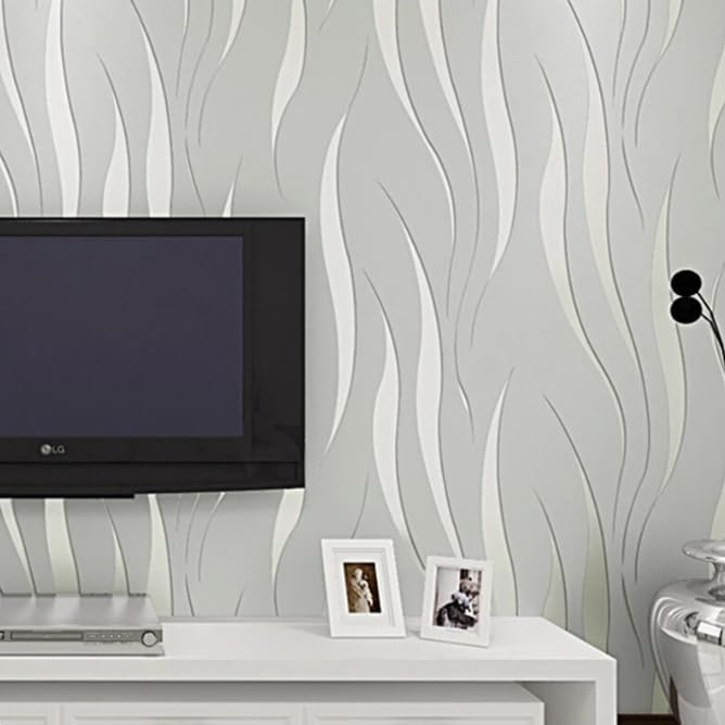 Papier peint 3D salon pour agrandir l\'espace et masquer un mur terne - 2