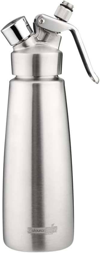 Restaurantware Whip Tek 0.5 Liter Whipped Cream Dispenser 1 Durable Whipped Cream Maker - Cartridges Sold Separately 3 Decorator Tips Included Stainless Steel Whipped Cream Canister Heavy-Duty