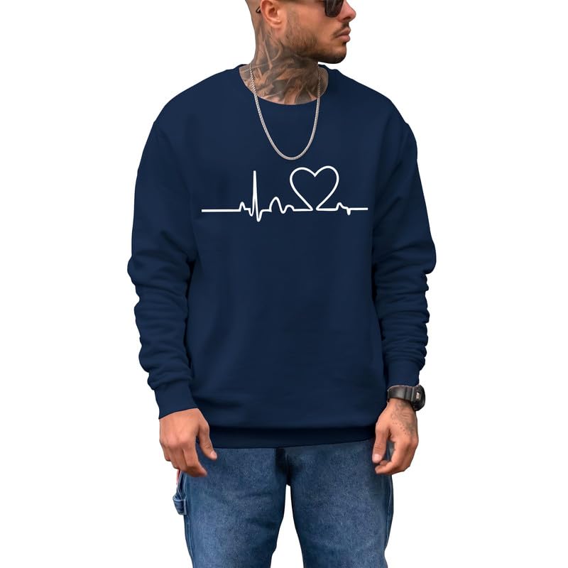 FASHION AND YOUTH Comfy Life Line Printed Round Neck Sweatshirt