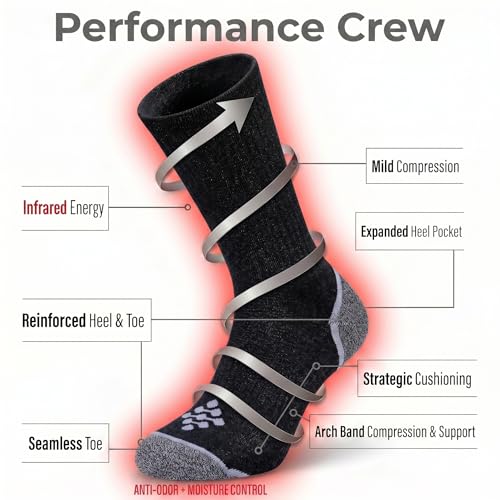Image of True Energy Men's Crew Socks with TRU-X Technology, Athletic Basketball Socks with Cushioned Comfort and Support, 3 Pairs