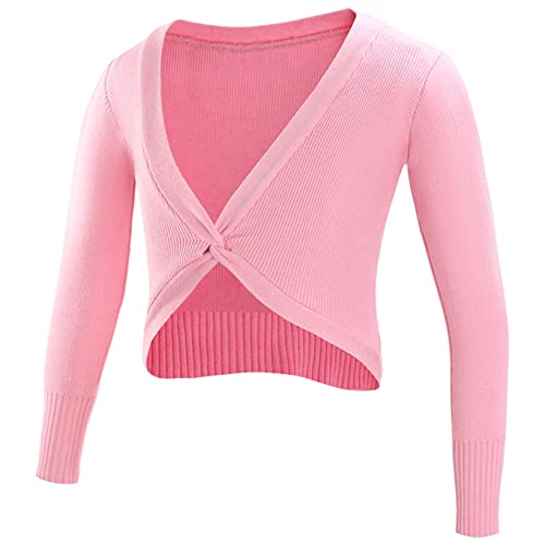 Girls Long Sleeve Dance Wrap Tops Classic Ballet Sweater Gymnastics Cover Up Kids Knitted Cardigan Shrug