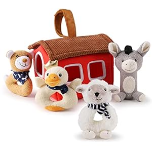 iPlay, iLearn Plush Baby Rattle Toys, Newborn Soft Farm Stuffed Animal Rattles Set, Infant Hand Sensory Development…