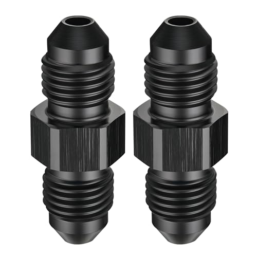 Image of EVIL ENERGY 3AN Male to Male Flare Coupler Union Straight Fuel Hose Adapter Fitting Black 2PCS