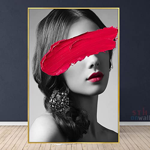 Toile peinture sexy lèvres pour habiller un grand mur vide de salon avec élégance moderne