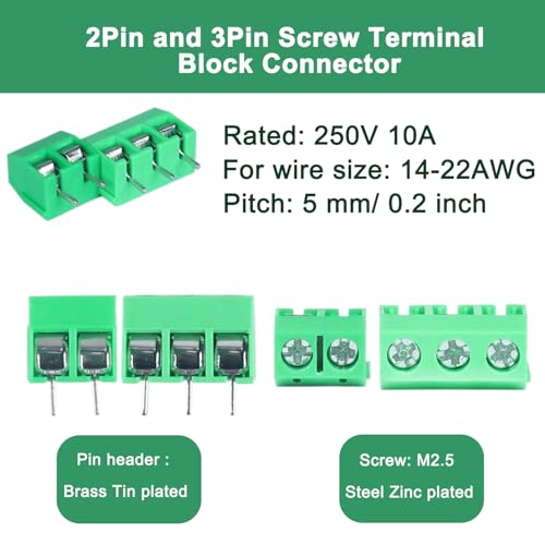 Connecteur de bornier à vis bloc de jonction PCB pas 5mm pas cher vert