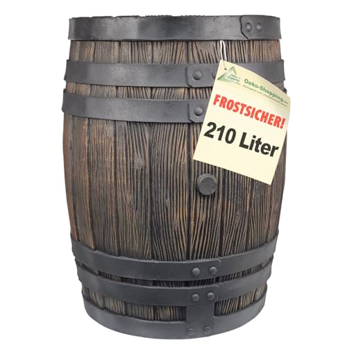 Tonneau de pluie, tonneau à eau de pluie, tonneau à eau de pluie, tonneau de jardin, tonneau en chêne, 210 l, marron