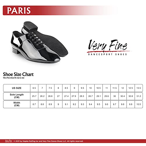 Very Fine Men's Salsa Ballroom Tango Latin Dance Shoes Black Patent Size 9.5 M Us (1" Heel) Model 917101 #TOP4