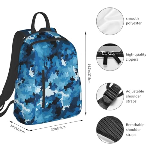 Casual Backpack for Women Men Blue Camouflage Lightweight Daypack Large Capacity Nurse Bag4
