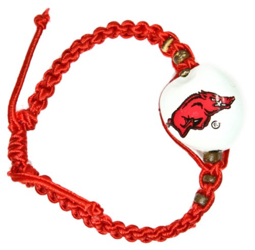 Style Pasifika NCAA Arkansas Razorbacks Go Nuts Kukui Nut Macrame Bracelet