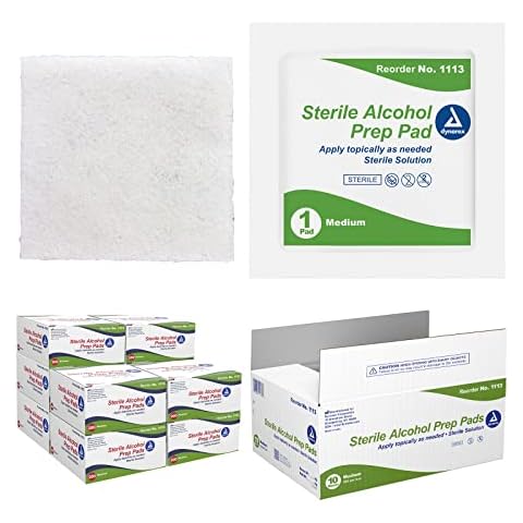 Dynarex Alcohol Prep Pads, Medical-Grade and Non-Woven Prep Pads, Saturated with 70% Isopropyl Alcohol, Rapid-Acting Antiseptic Wipes, 1-Ply, Medium, 1 Case of 2000 (10 Boxes of 200) Cover