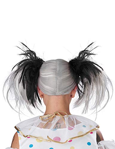 Perruque couettes phosphorescente enfant noire et blanc à bonnet extensible - 4