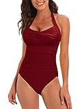 【DISEÑO】 El traje de baño de una pieza presenta un patrón plisado para un ajuste delgado que oculta mejor la barriga, y calzoncillos para piernas más largas y una figura favorecedora