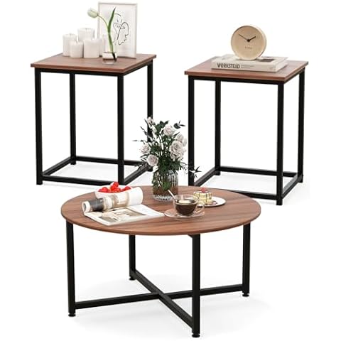 COSTWAY 3-Piece Coffee Table Set Cover