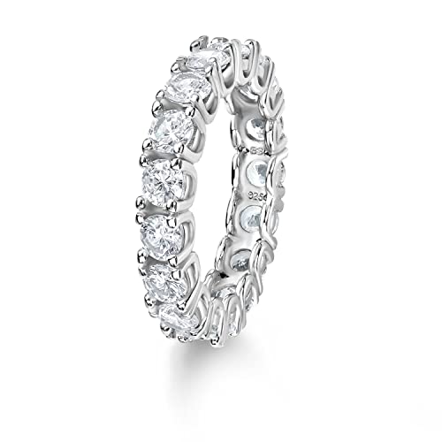 Gem Stone King 925 Sterling Silver Cubic Zirconia CZ Eternity Wedding Band Ring For Women (1.75 Cttw, 4MM Round Each)3
