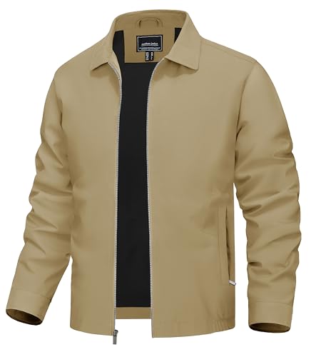 Image of TACVASEN Mens Lightweight Windbreaker Full Zip Up Laydown Collar Jackets Light Casual Coat with Zip Pockets