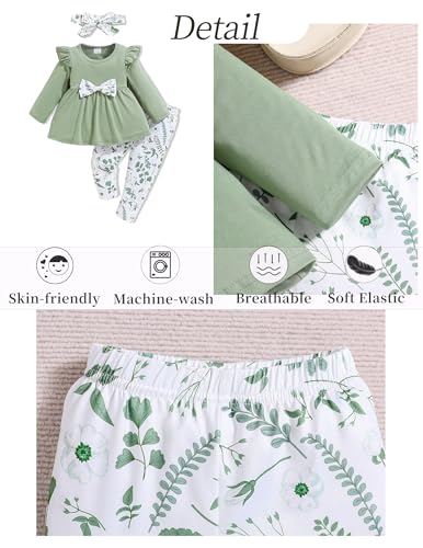 Image of Doresbebe Baby Girl Clothes Toddler Girl Outfits Infant Girl Summer Clothes for Girl Ruffle Shirt Pants+Cute Headband 3PCS