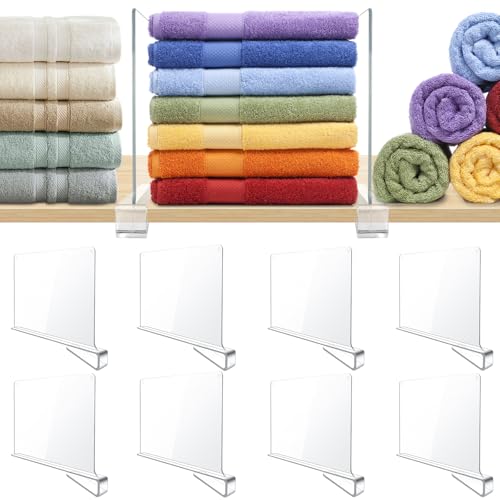 BAUMFEUER 8 Pack Clear Acrylic Shelf Dividers for Closet Shelf