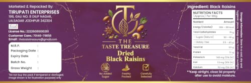 Image of The Taste Treasure Premium Black Raisins 500g | Seedless Kali Kishmish