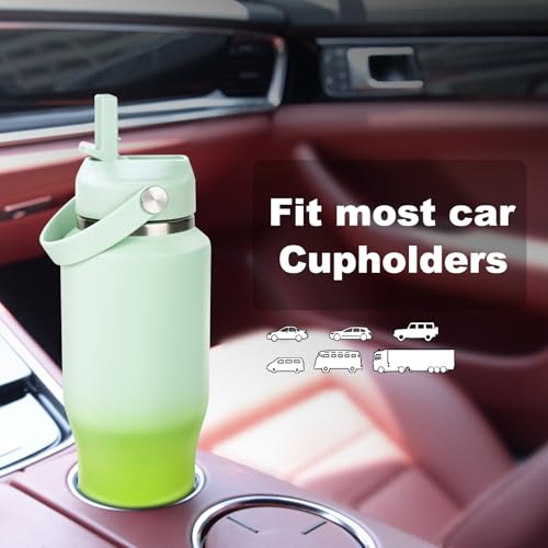 Image of ABOTOCUP 32oz Insulated Water Bottle, Fit in Any Car Cup Holder, Water Bottle with Straw Lids, Stainless Steel Insulated Water Flask Double Wall Leak-proof BPA Free to Keep Cold&Hot