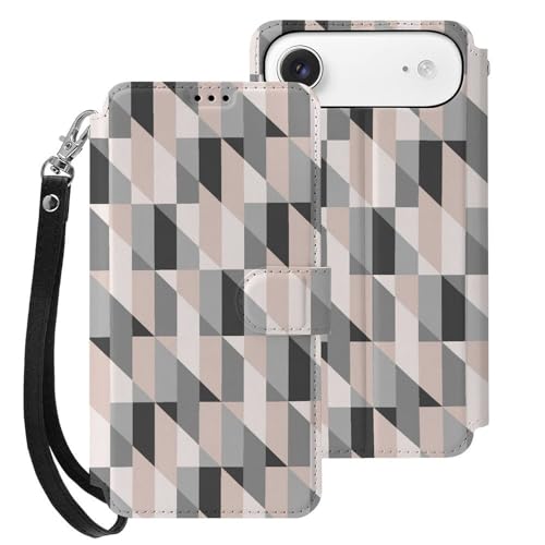 iphone 17用 ケース 幾何学模様 タイルパターン 手帳型 と互換性のある カード収納 いphone17用 カバー 手帳型 Puレザー 横置きスタンド機能 折りたたみ スマホケース スタンド付き アイフォン 17用 ケース 内蔵マグネット 開閉式 財