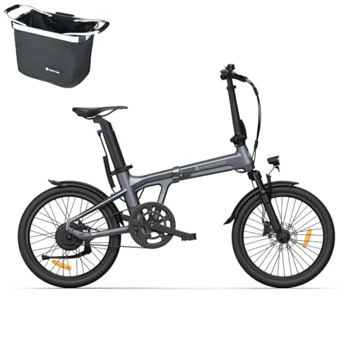 A Dece Oasis ADO E-Bike Air 20S E-Fahrrad Faltbar, klapprad Riemenantrieb,Citybike, 1 Gang, Hintermotor, 250W, 25KM/H,ebike Damen/Herren,StVZO.Grau (Grau)