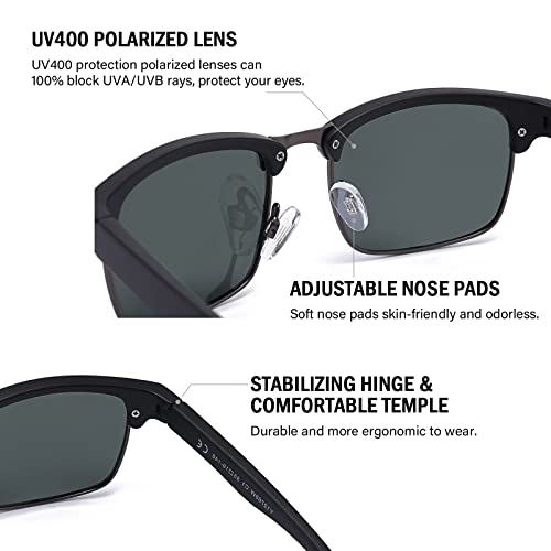 Dollger Polarized Sunglasses Men Half Frame Square Semi-Rimless Driving Sun Glasses Shades for Men UV400 Protection4