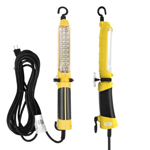 LED Trouble Light (25FT) with Super-Bright COB LED Light Source Handheld Corded Work Lights with Strong Magnet Double Swivel Hook ETL Listed Suitable for Car Repair Machinery and Construction