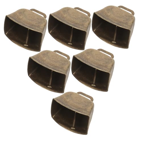 Yardwe 6pcs Vintage Metal Cow Bells Farm Cattle Noisemakers for Dogs Pets Craft Bells Sheep DIY Decorations