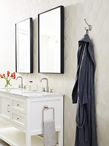 Image of Amerock Vicinity Triple Prong Satin Nickel Wall-Mounted Hook | Decorative wall hook in durable zinc construction for coats, hats, bags, towels, and everyday organization