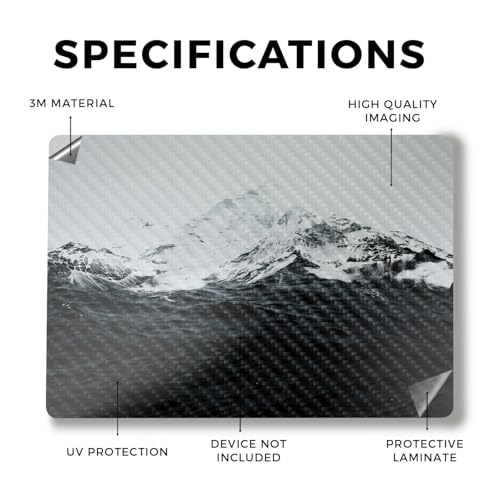 Image of Carbon Fiber Laptop Skin Compatible with Surface Laptop 7 15 inch (2024) - Mountain Waves - Premium 3M Vinyl Protective Wrap Decal Cover - Easy to Apply | Crafted in The USA by MightySkins
